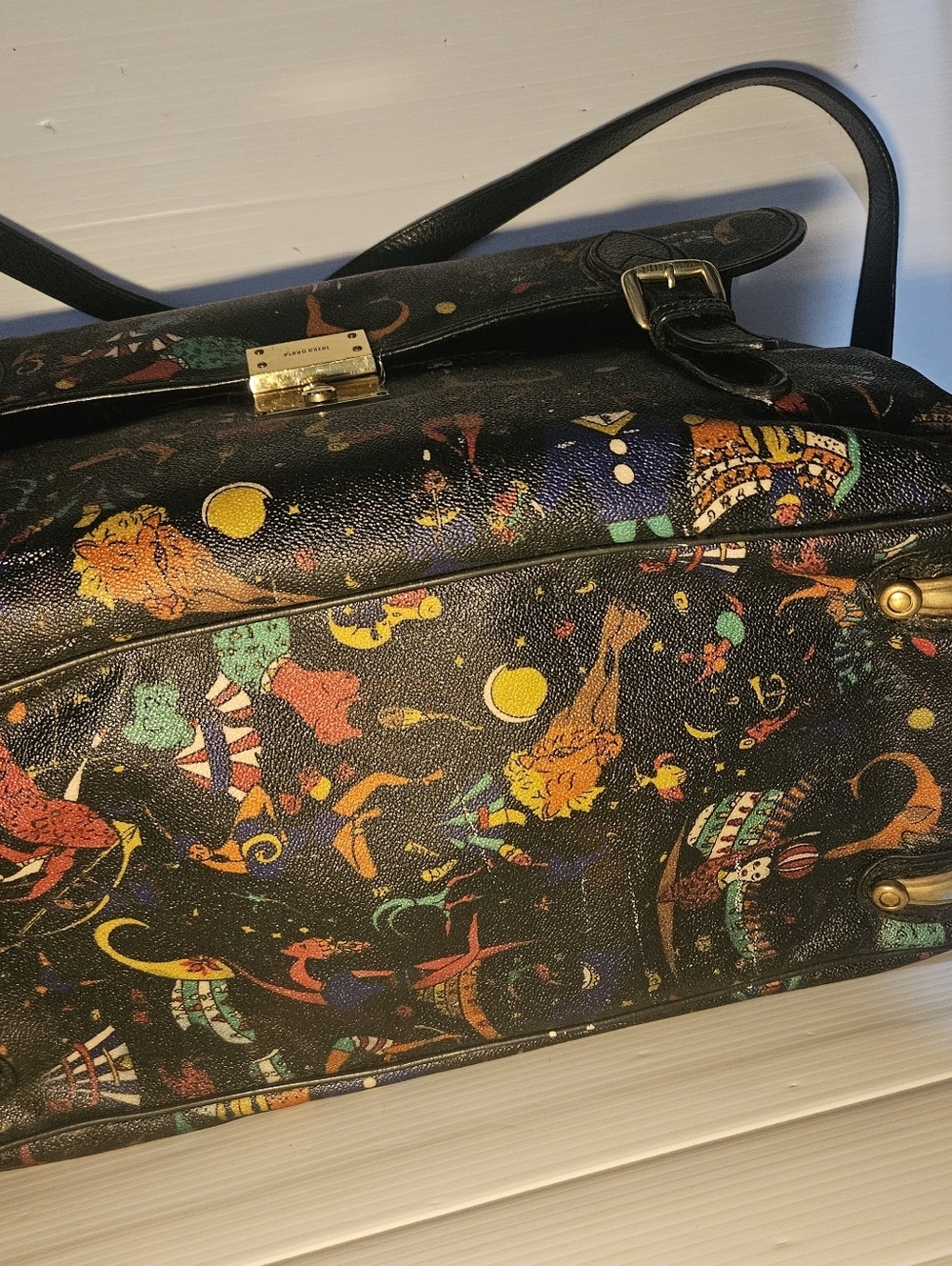 Piero Guidi Magic Circus Multicolor Crossbody Briefcase Bag Italy 18x11x8 - Picture 9 of 16